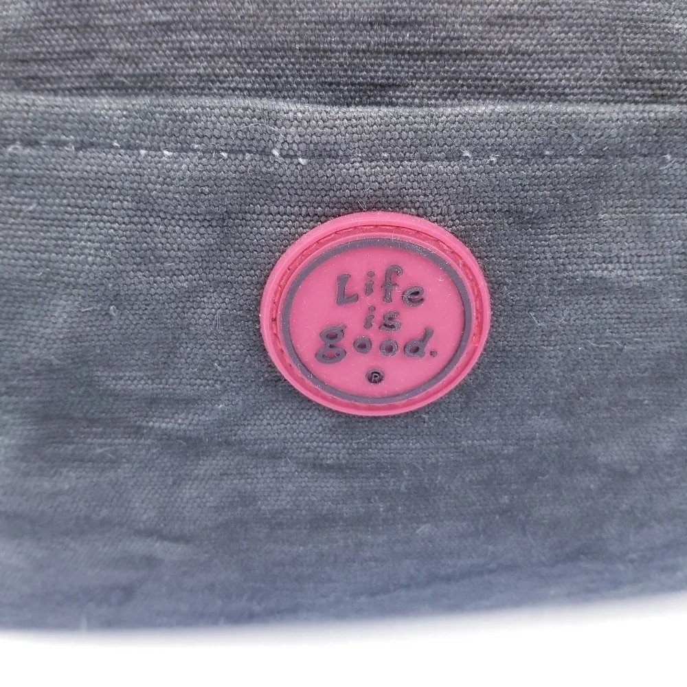 Life Is Good Black Canvas Football Tailgate Toiletry Travel Bag NWT